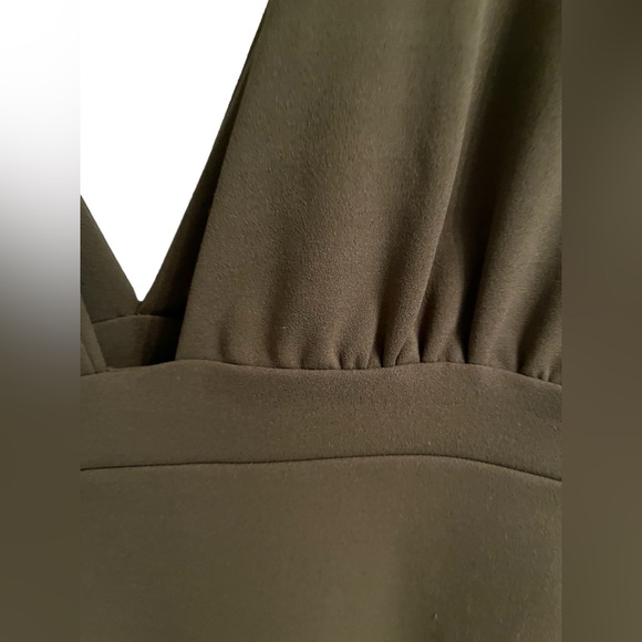 Nasty Gal Inc. Plunge V Neck Split Midi Dress | Olive Green | 8 - Picture 5 of 9